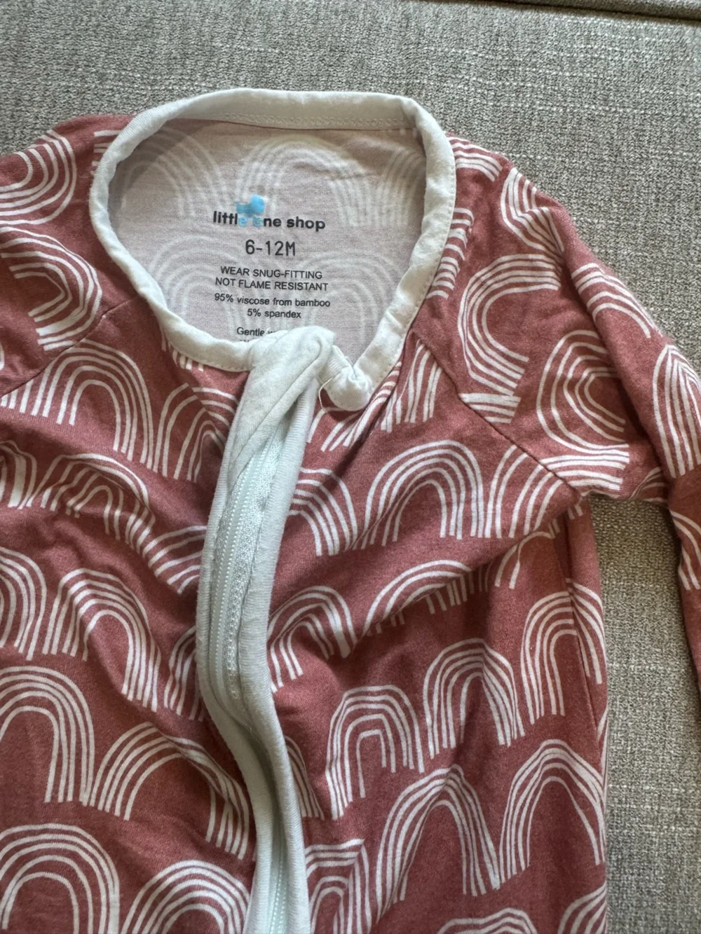 6-12M Bamboo Zip Up Pajamas Rainbows